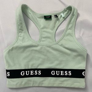 GUESS Aline Racerback Top Eco Stretch Jersey Mint Green Sports Bra S